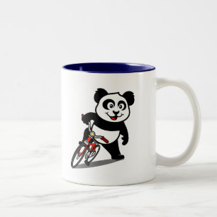 Cute Cycling Panda Tweekleurige Koffiemok