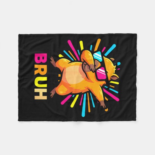 Cute Dabbing Capybara Funny Animal Meme Capy Lover Fleece Deken (Voorkant (Horizontaal))