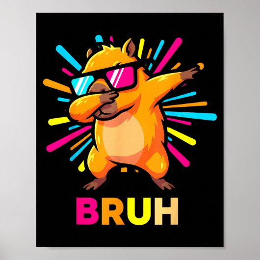 Cute Dabbing Capybara Funny Animal Meme Capy Lover Poster (Voorkant)