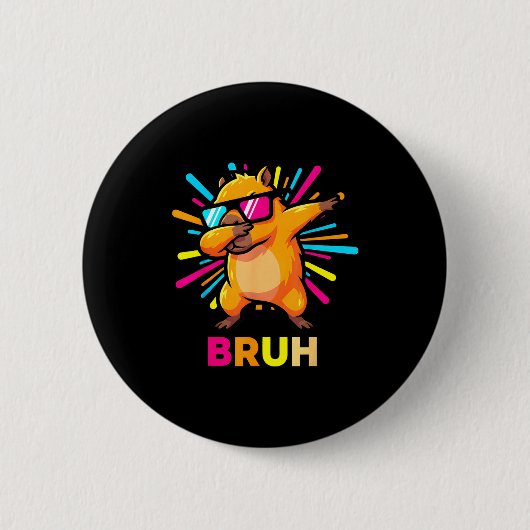 Cute Dabbing Capybara Funny Animal Meme Capy Lover Ronde Button 5,7 Cm (Voorkant)