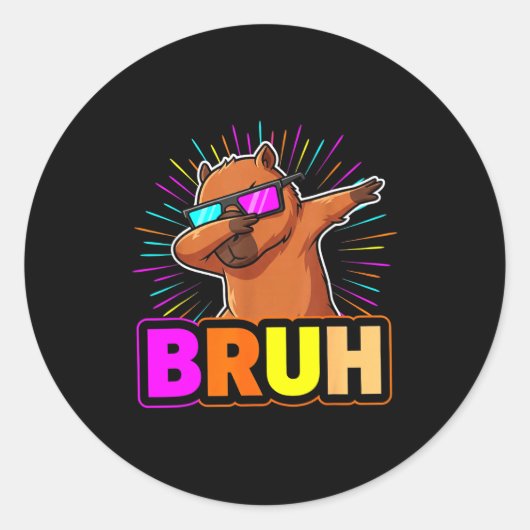Cute Dabbing Capybara Funny Animal Meme Capy Lover Ronde Sticker (Voorkant)