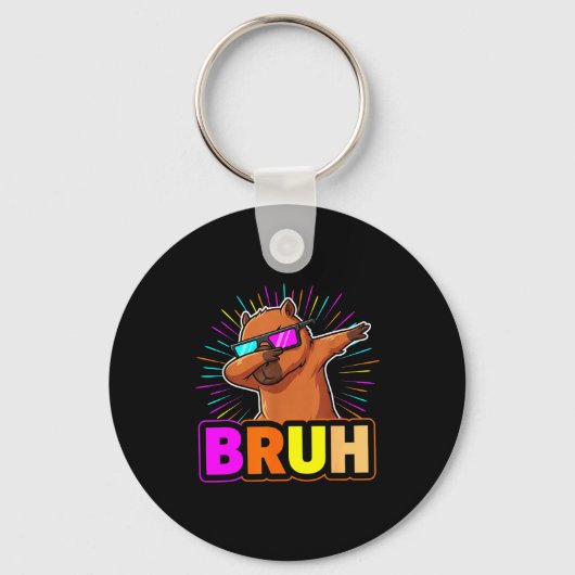 Cute Dabbing Capybara Funny Animal Meme Capy Lover Sleutelhanger (Voorkant)