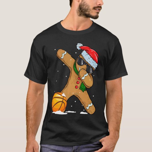 Cute Dabbing Christmas Gingerbread Basketball T-shirt (Voorkant)