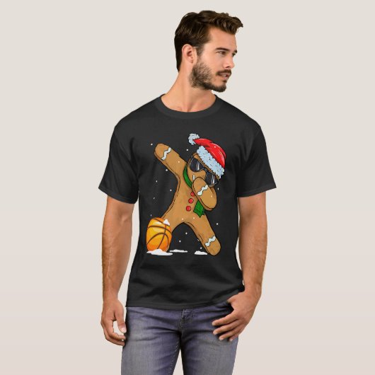 Cute Dabbing Christmas Gingerbread Basketball T-shirt (Voorkant volledig)