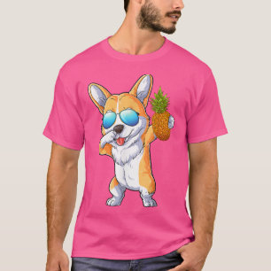 Cute Dabbing Corgi Dog Pineapple Tropische Fruit S T-shirt