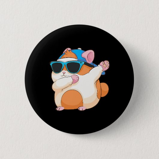 Cute Dabbing Hamster Funny Famous Dab Dance Pose P Ronde Button 5,7 Cm (Voorkant)