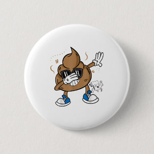Cute Dabbing Poep Shirt - Grappig Emoticon Ik Poep Ronde Button 5,7 Cm