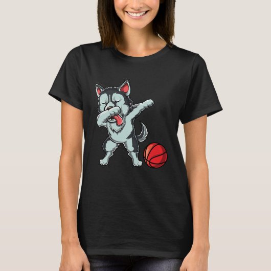 Cute Dabbing Siberian Husky Dog Dab Bball Basketba T-shirt (Voorkant)