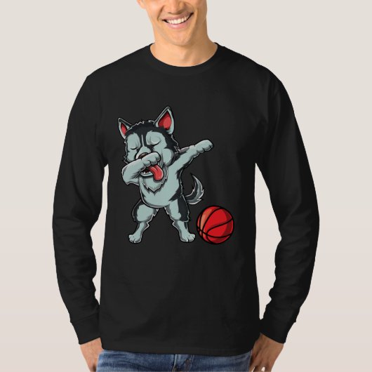 Cute Dabbing Siberian Husky Dog Dab Bball Basketba T-shirt (Voorkant)