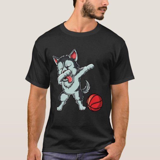 Cute Dabbing Siberian Husky Dog Dab Bball Basketba T-shirt (Voorkant)
