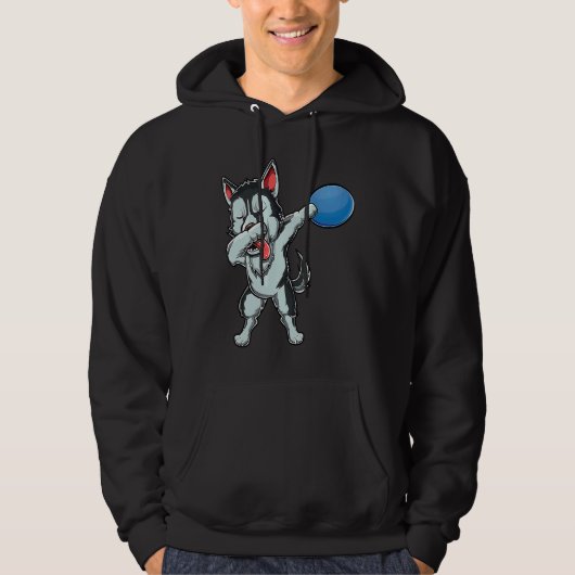 Cute Dabbing Siberian Husky Dog Dab Disc Golf Love Hoodie (Voorkant)