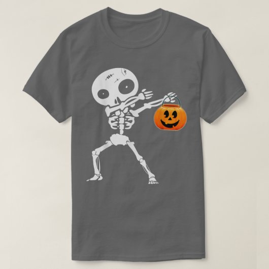 Cute Dabbing skeleton Jack O Lantern Pumpkin Happy T-shirt (Design voorkant)
