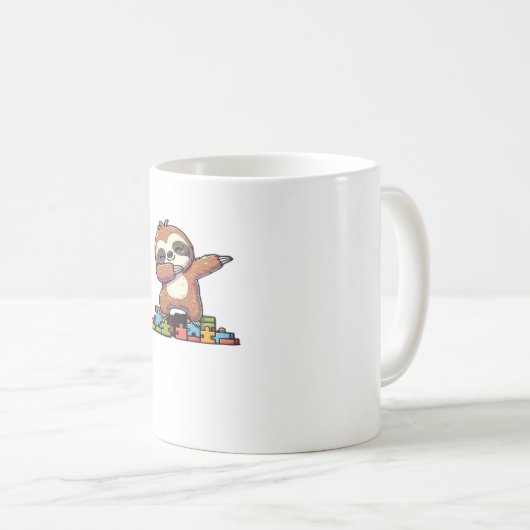 Cute Dabbing Sloth Autism Awareness Autistic Kids  Koffiemok (Voorkant rechts)
