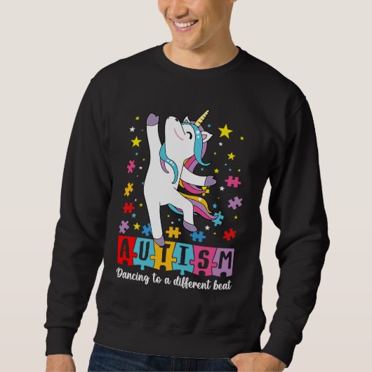 Cute Dabbing Unicorn Autism Dancing To A Different Trui (Voorkant)