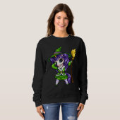Cute Dabbing Unicorn Girl Witch With Broom Hallowe Trui (Voorkant volledig)