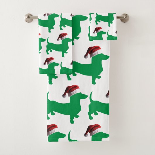 Cute Dachchund Wearing a Santa Claus Pet Bad Handdoek (Insitu)