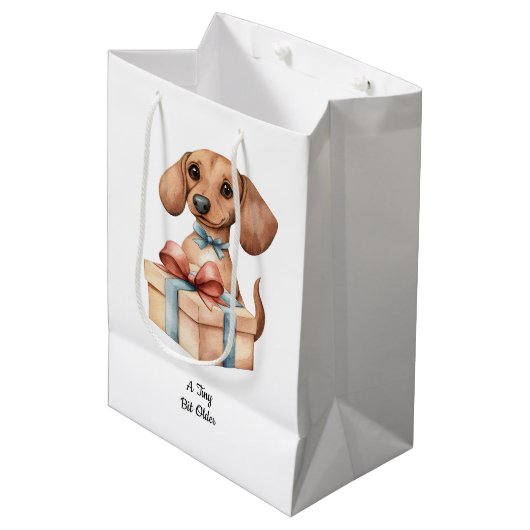 Cute Dachshund Birthday Mug A Tiny Bit Older Medium Cadeauzakje (Voorkant Gekanteld)