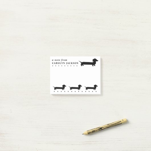 Cute Dachshund Black en White Custom Post-it® Notes (Op bureau)