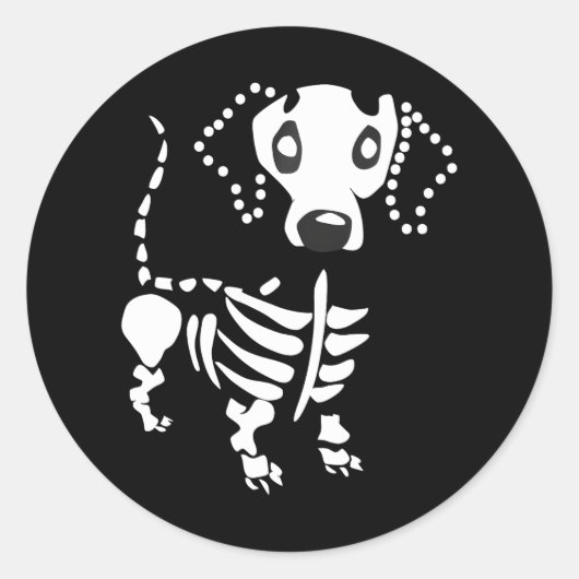 Cute Dachshund Bone Skeleton Dachshund Wiener Dog Ronde Sticker (Voorkant)