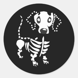Cute Dachshund Bone Skeleton Dachshund Wiener Dog Ronde Sticker