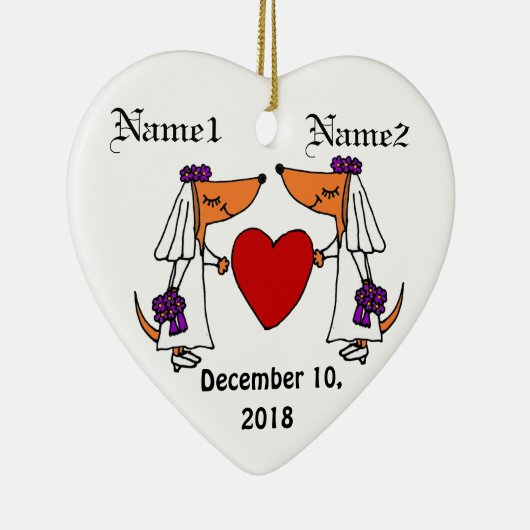 Cute Dachshund Bride en Bride Wedding Ornament (Rechts)