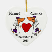 Cute Dachshund Bride en Bride Wedding Ornament (Voorkant)