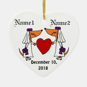 Cute Dachshund Bride en Bride Wedding Ornament