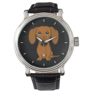 Cute Dachshund   Cartoon Wiener Dog Horloge