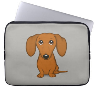 Cute Dachshund   Cartoon Wiener Dog Laptop Sleeve