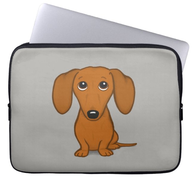 Cute Dachshund | Cartoon Wiener Dog Laptop Sleeve (Voorkant)
