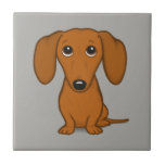 Cute Dachshund | Cartoon Wiener Dog Tegeltje<br><div class="desc">Shorthaired Red Doxie</div>