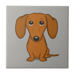 Cute Dachshund   Cartoon Wiener Dog Tegeltje