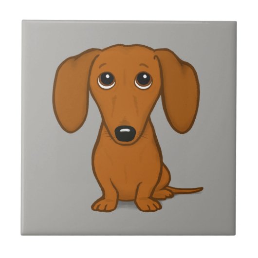 Cute Dachshund | Cartoon Wiener Dog Tegeltje (Voorkant)