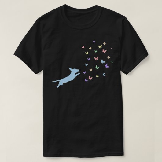 Cute Dachshund Chasing Butterflies Premium T-Shirt (Design voorkant)