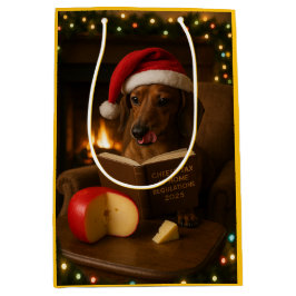 Cute Dachshund Cheese Tax Christmas gift bag  Medium Cadeauzakje