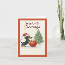 Cute Dachshund Christmas Card - Doxie Dog Feestdagen Kaart