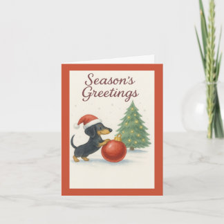 Cute Dachshund Christmas Card - Doxie Dog Feestdagen Kaart