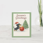 Cute Dachshund Christmas Card - Wiener Dog  Feestdagen Kaart (Voorkant)