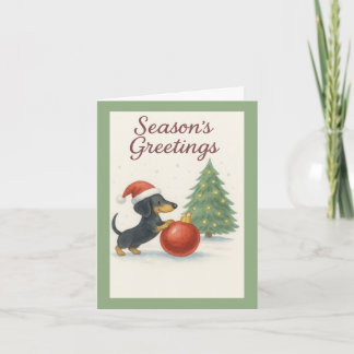 Cute Dachshund Christmas Card - Wiener Dog Feestdagen Kaart