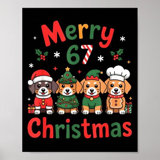 Cute Dachshund Christmas Design Funny Holiday Dog  Poster (Voorkant)