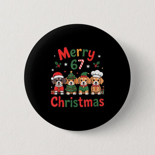 Cute Dachshund Christmas Design Funny Holiday Dog  Ronde Button 5,7 Cm (Voorkant)