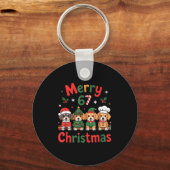 Cute Dachshund Christmas Design Funny Holiday Dog  Sleutelhanger (Voorkant)