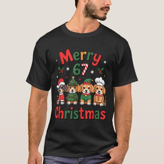 Cute Dachshund Christmas Design Funny Holiday Dog T-shirt (Voorkant)