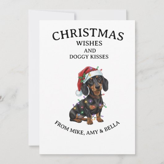 Cute Dachshund Christmas Dog Greeting Card Kaart (Voorkant)