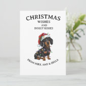 Cute Dachshund Christmas Dog Greeting Card Kaart (Staand voorkant)
