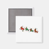 Cute Dachshund Christmas Parade Christmas Magneet (Voorkant / Achterkant)
