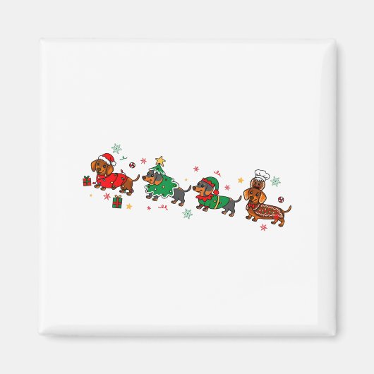 Cute Dachshund Christmas Parade Christmas Magneet (Voorkant)