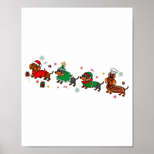 Cute Dachshund Christmas Parade Christmas  Poster (Voorkant)