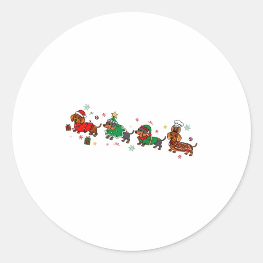 Cute Dachshund Christmas Parade Christmas  Ronde Sticker (Voorkant)