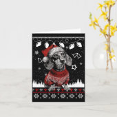 Cute Dachshund Christmas Wearing Sweater Funny Xma Kaart (Gele Bloem)